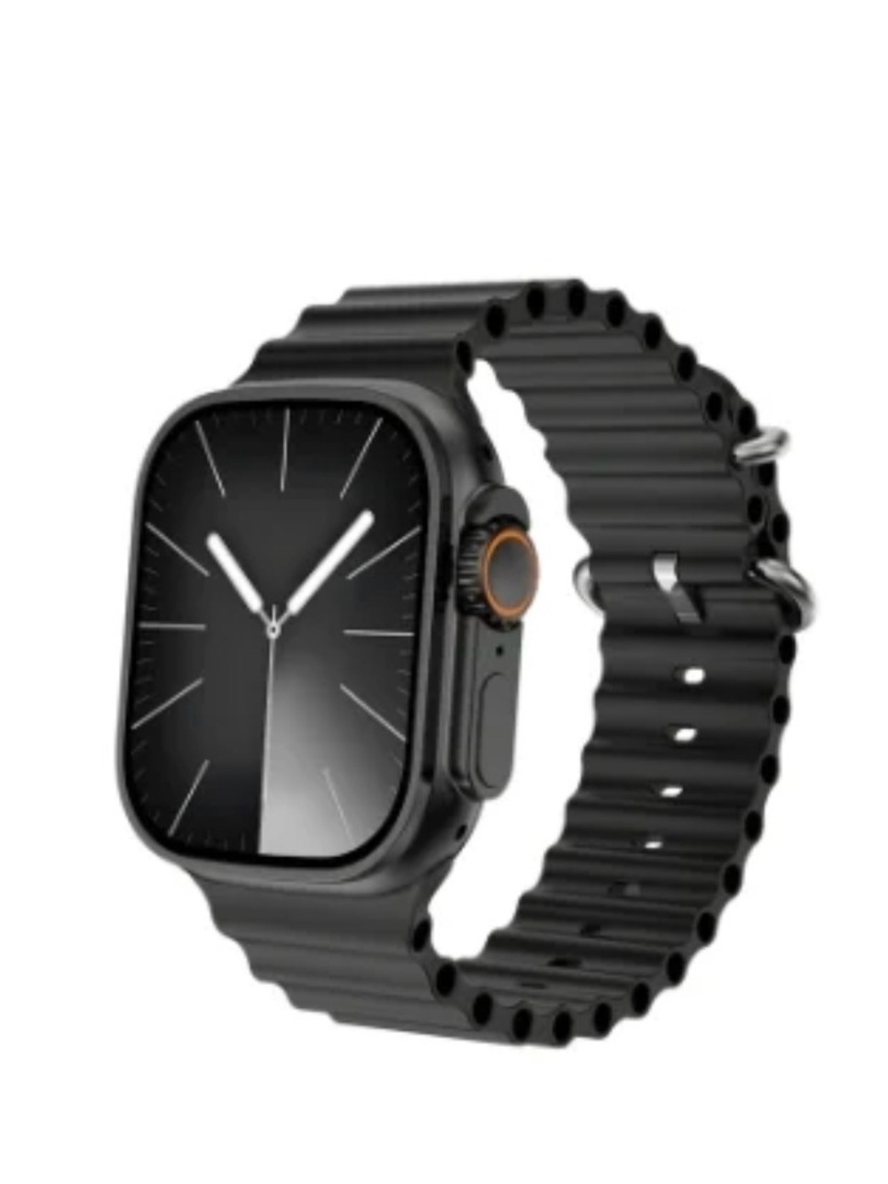 Black Smartwatch with Ribbed Silicone Band - Unbranded